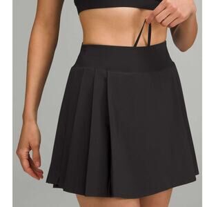 Lululemon Sz 10 Side-Pleat High-Rise Tennis Black Skirt